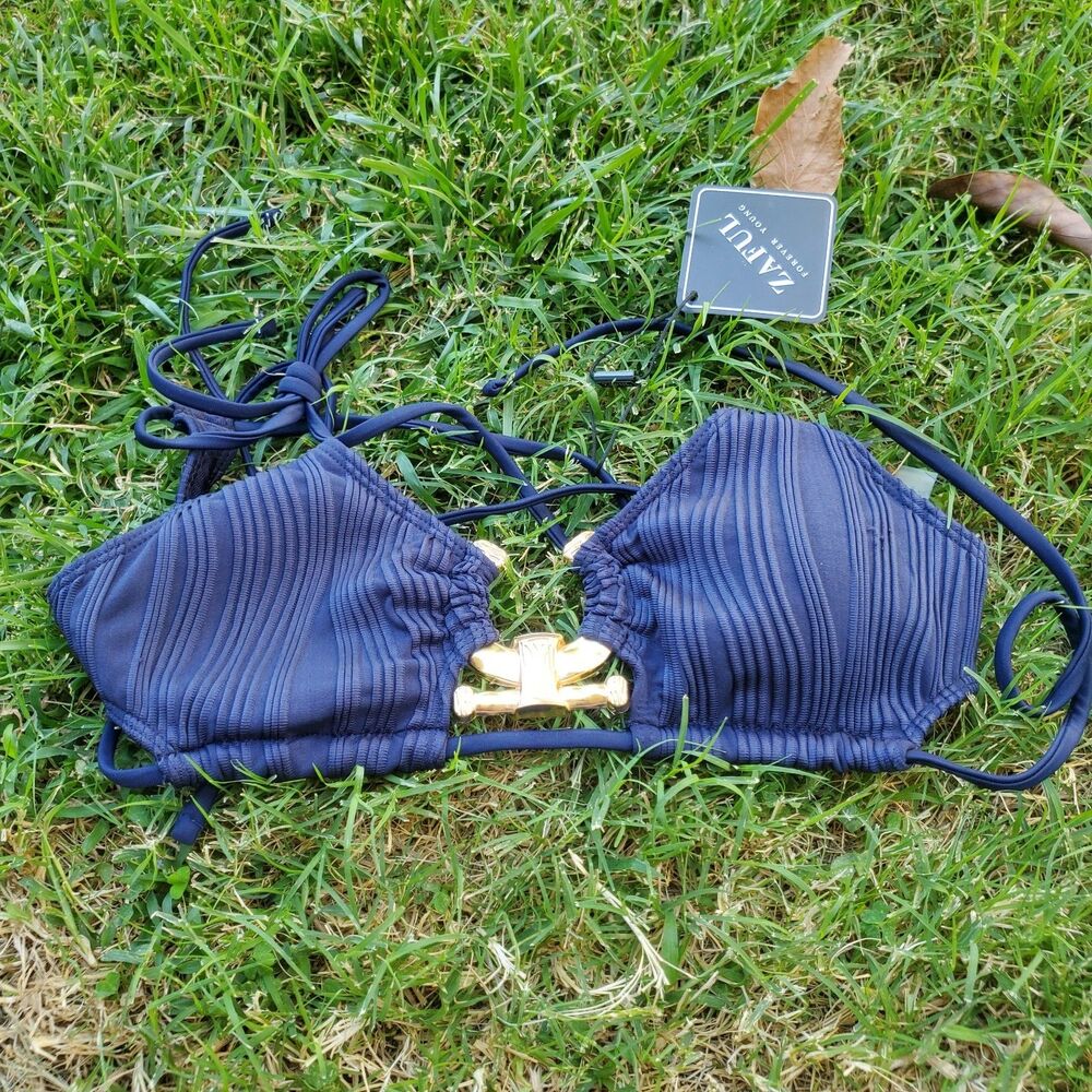 Zaful Bikini Navy Blue Top Size Small